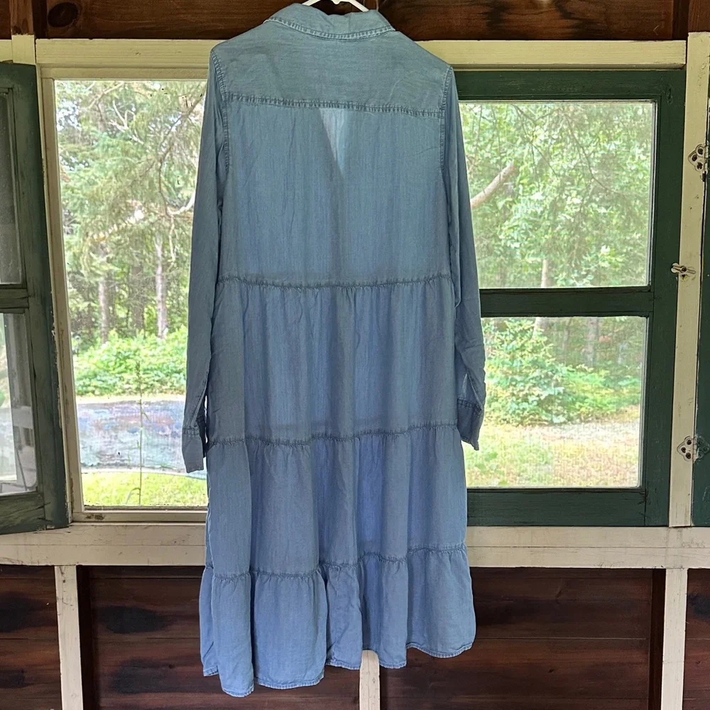 Blue Denim Button-Down Dress L - Picture 6 of 8